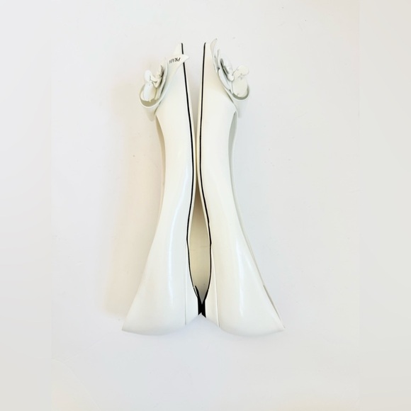 Prada White Leather Loop Bouquet Pointed Toe Ballet Flats EU 39 US 9 - Picture 5 of 10